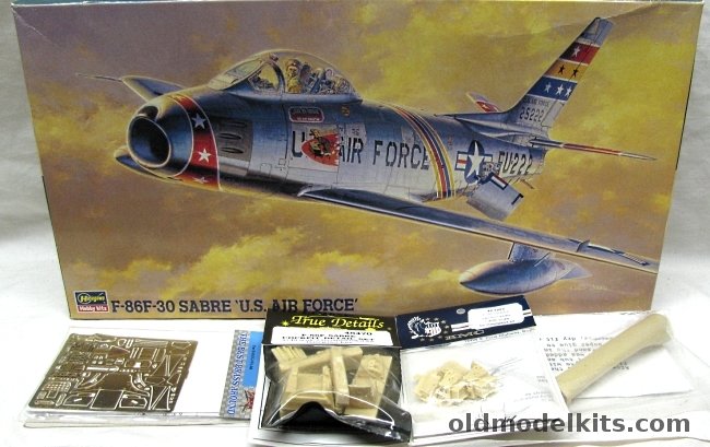 Hasegawa 1/48 North American F-86F Sabre + True Details Cockpit  + KMC Seats + Seamless Suckers Intake + Eduard PE - USAF 21st FB Wing Commander's Aircraft / 8th FB Wing Commander /, PT13 plastic model kit